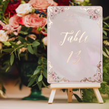 Tafelkaart met vintage roze pioenroos folie