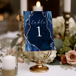 Tafelkaart Navy, Marmer & Zilveren Agaat Kaart