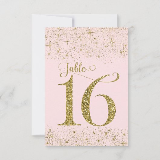 Tafelkaart Roze Goud Glitters Nummer 16 Kaart (Achterkant)