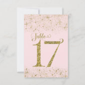 Tafelkaart Roze Goud Glitters Nummer 17 Kaart (Achterkant)