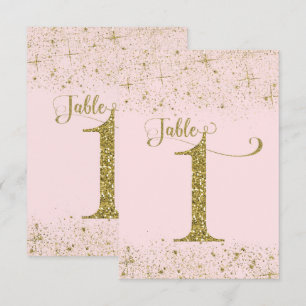 Tafelkaart Roze Goud Glitters Nummer 1 Kaart