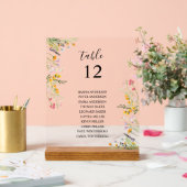 Tafelkaart tafelnaamkaartje met wilde bloemen acryl bord (Huwelijk)