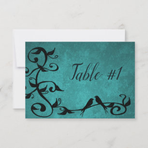 Tafelkaart Turkoois Liefdesvogels Ontvangsttafel Kaart