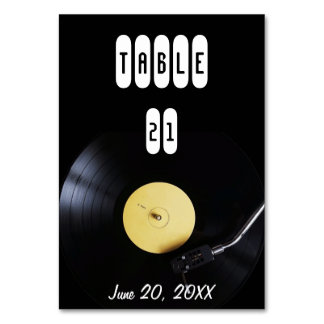 Tafelkaart: Vinylplaat op Draaitafel. Retro thema Kaart