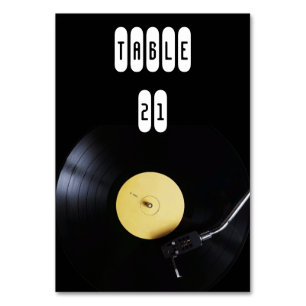 Tafelkaart: Vinylplaat op Draaitafel. Retro thema Kaart