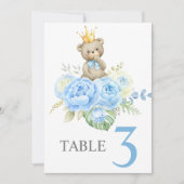 Tafelkaart voor babyfeest jongen teddybeer kaart (Voorkant)