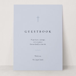 Tafelkaart voor gastboek 'Grace Blue Minimal Cross
