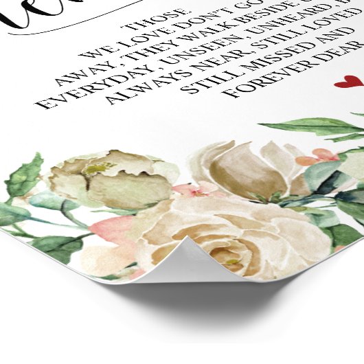 Tafelkaart voor neutrale lente bruiloft ter nageda poster (Hoek)