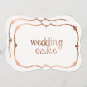 Tafelkaart voor trouwtaart met zoete roze gouden e kaart (Voorkant / Achterkant)