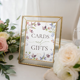 Tafelkaart voor wilde bloemenkaarten en cadeaus reclamebord met voetstuk