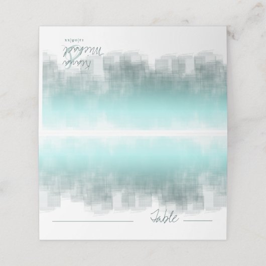 Tafelkaart Watercolor Reflections Teal ID774 Plaatskaartje (Buitenkant ongevouwen)