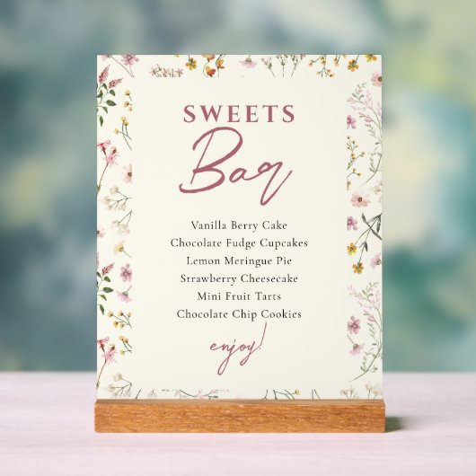 Tafelkaart Wildebloem Sweets Acryl Bord (Neutraal)