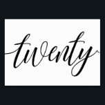 Tafelkaarten Trouwlocatie - Luxe Typografie - Zwar Kaart<br><div class="desc">Luxe Calligraphy Tafelnummer 20 (Zwart): Deze elegante calligraphy tafelnummerkaart is in rijk zwart,  maar je kan de kleur veranderen in elke gewenste kleur door simpelweg de achtergrondkleur aan te passen!.</div>