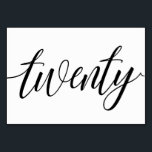 Tafelkaarten Trouwlocatie - Luxe Typografie - Zwar Kaart<br><div class="desc">Luxe Calligraphy Tafelnummer 20 (Zwart): Deze elegante calligraphy tafelnummerkaart is in rijk zwart,  maar je kan de kleur veranderen in elke gewenste kleur door simpelweg de achtergrondkleur aan te passen!.</div>