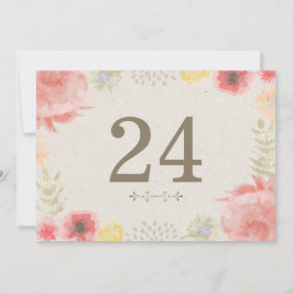 Tafelkaarten voor een zomerse weidehuwelijk kaart