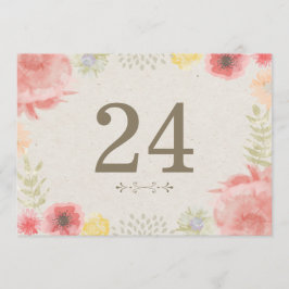 Tafelkaarten voor een zomerse weidehuwelijk kaart