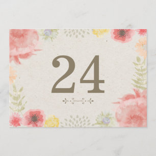 Tafelkaarten voor een zomerse weidehuwelijk kaart