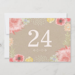 Tafelkaarten voor een zomerse weidehuwelijkkfeest kaart
