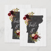 Tafelkaarten voor huwelijksfeest in Vermont Kaart (Voorkant / Achterkant)