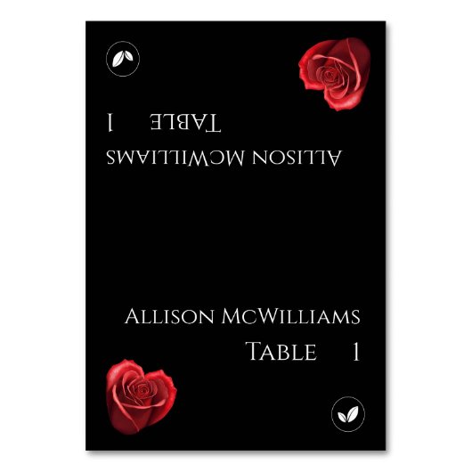 Tafelkaartjes bruiloft-Vegetarisch-Hartvormige roo Kaart (Voorkant)
