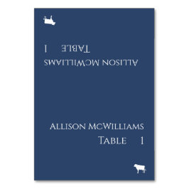 Tafelkaartjes bruiloft - Vlees icoon - Blauw en Wi Kaart