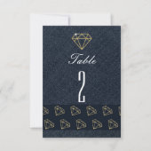 Tafelkaartjes Denim & Diamonds Goud & Blauw Feest Kaart (Voorkant)
