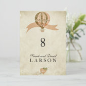 Tafelkaartjes Hete Luchtballon Bruiloft Vintage Kaart (Staand voorkant)