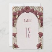 Tafelkaartjes Lelie Art Nouveau Bruiloft Kaart (Voorkant)