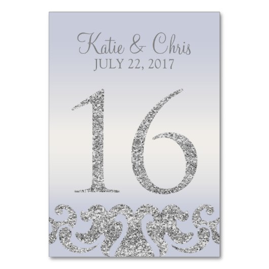 Tafelkaartjes Maaldennen Zilver Glitter Uitzicht-1 Kaart (Voorkant)