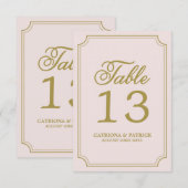 Tafelkaartjes met Blush & Gold speelse script Kaart (Voorkant / Achterkant)
