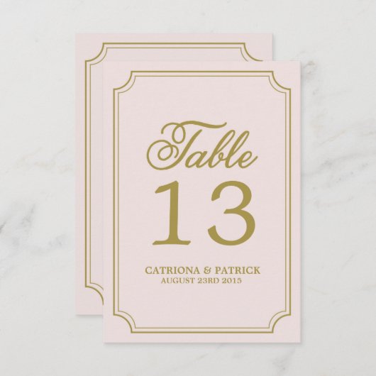 Tafelkaartjes met Blush & Gold Whimsical Script Kaart (Voorkant / Achterkant)