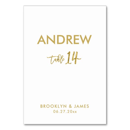 Tafelkaartjes met goud folie-effect Tafel 14 Kaart (Achterkant)