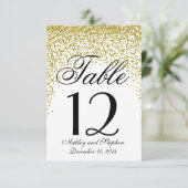 Tafelkaartjes met gouden glitterconfetti kaart (Staand voorkant)