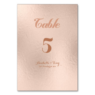 Tafelkaartjes met roze goud folie kaart