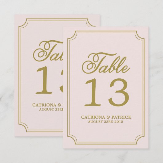 Tafelkaartjes met Roze & Gouden Fantasie Schrift Kaart (Voorkant / Achterkant)