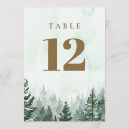 Tafelkaartjes met rustic grenen bos kaart