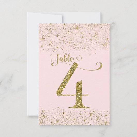 Tafelkaartjes Roze Goud Glitters Kleurnummer 4 Kaart (Achterkant)