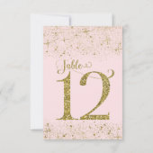 Tafelkaartjes Roze Goud Glitters Nummer 12 Kaart (Achterkant)
