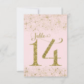 Tafelkaartjes Roze Goud Glitters Nummer 14 Kaart (Voorkant)