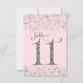 Tafelkaartjes Roze Zilver Glitter Nummer 11 Kaart (Voorkant)