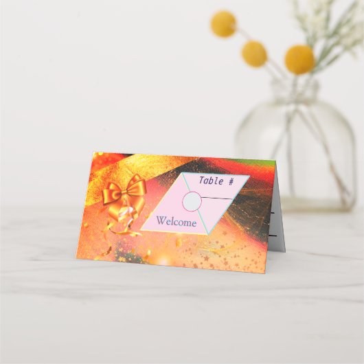 Tafelkaartjes van glanzend goud plaatskaartje (Voorkant)