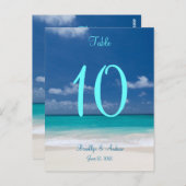Tafelkaartjes voor blauwe strandbruiloft briefkaart (Voorkant / Achterkant)