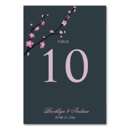 Tafelkaartjes voor donkere kersenbloesem bruiloft kaart