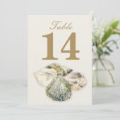 Tafelkaartjes voor een zeeschelp bruiloft kaart (Staand voorkant)