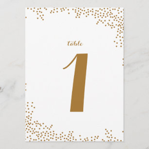 Tafelkaartjes voor gouden confetti-huwelijk kaart