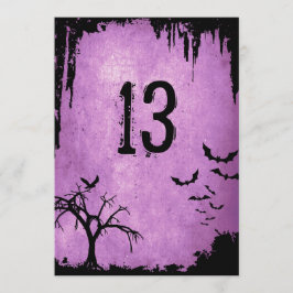 Tafelkaartjes voor Halloween met vleermuizen, kraa Kaart