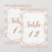 Tafelkaartjes Zand Strepen & Roze Goud Bruiloft Kaart (Voorkant / Achterkant)