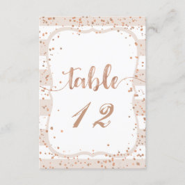 Tafelkaartjes Zand Strepen & Roze Goud Bruiloft Kaart