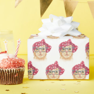 tafelkat met bril cadeaupapier