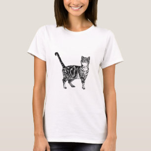 Tafelkatten schattige gestreepte huisdieren T-shir T-shirt